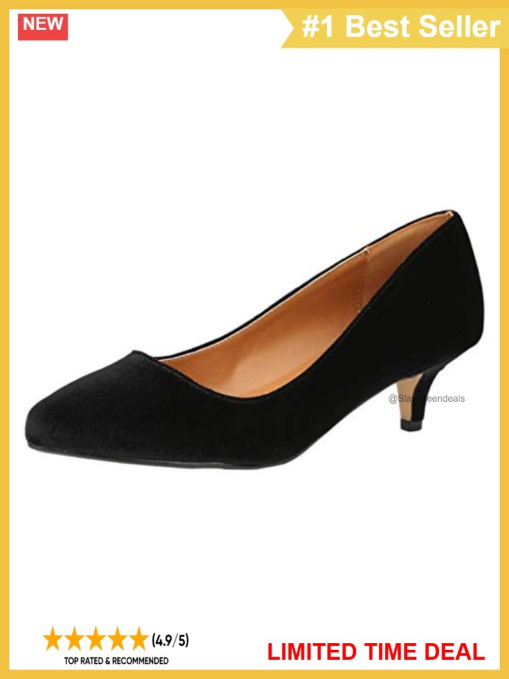 Pointed Toe Kitten Heel Pumps 2 Inch Low Heel Office Dress Shoes